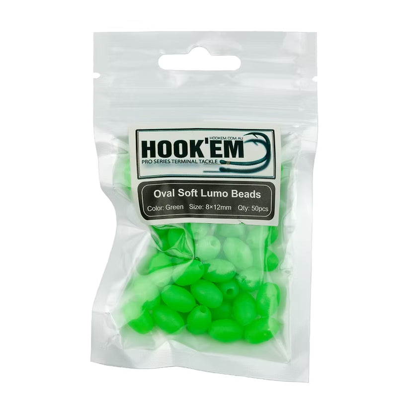 Hookem Lumo Green Soft Beads 8x12
