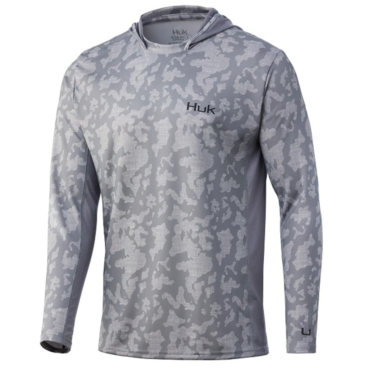 Huk Icon X Running Lakes Hoodie Mens Overcast Grey Front