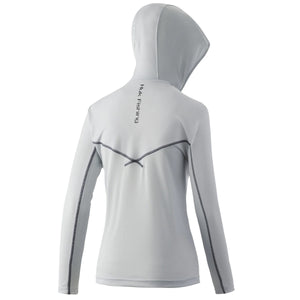 Huk Icon X Solid Hoodie LS Womens Oyster Rear