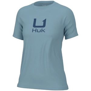 Huk Logo Crew SS Tee - Crystal Blue Front