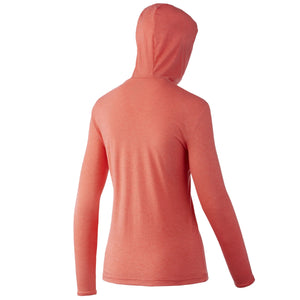 Huk Waypoint Hoodie Womens Hot Coral Rear