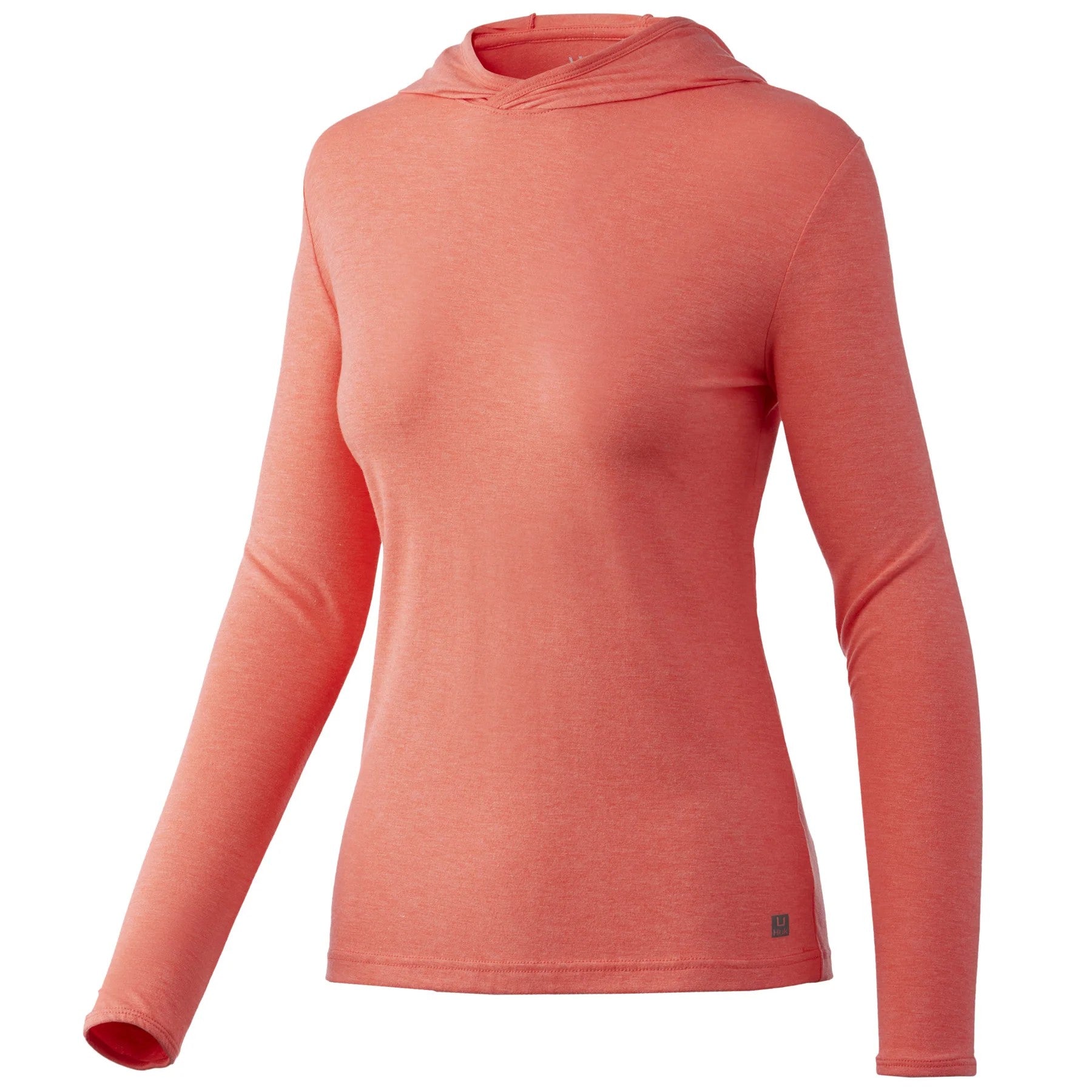 Huk Waypoint Hoodie Womens Hot Coral Front