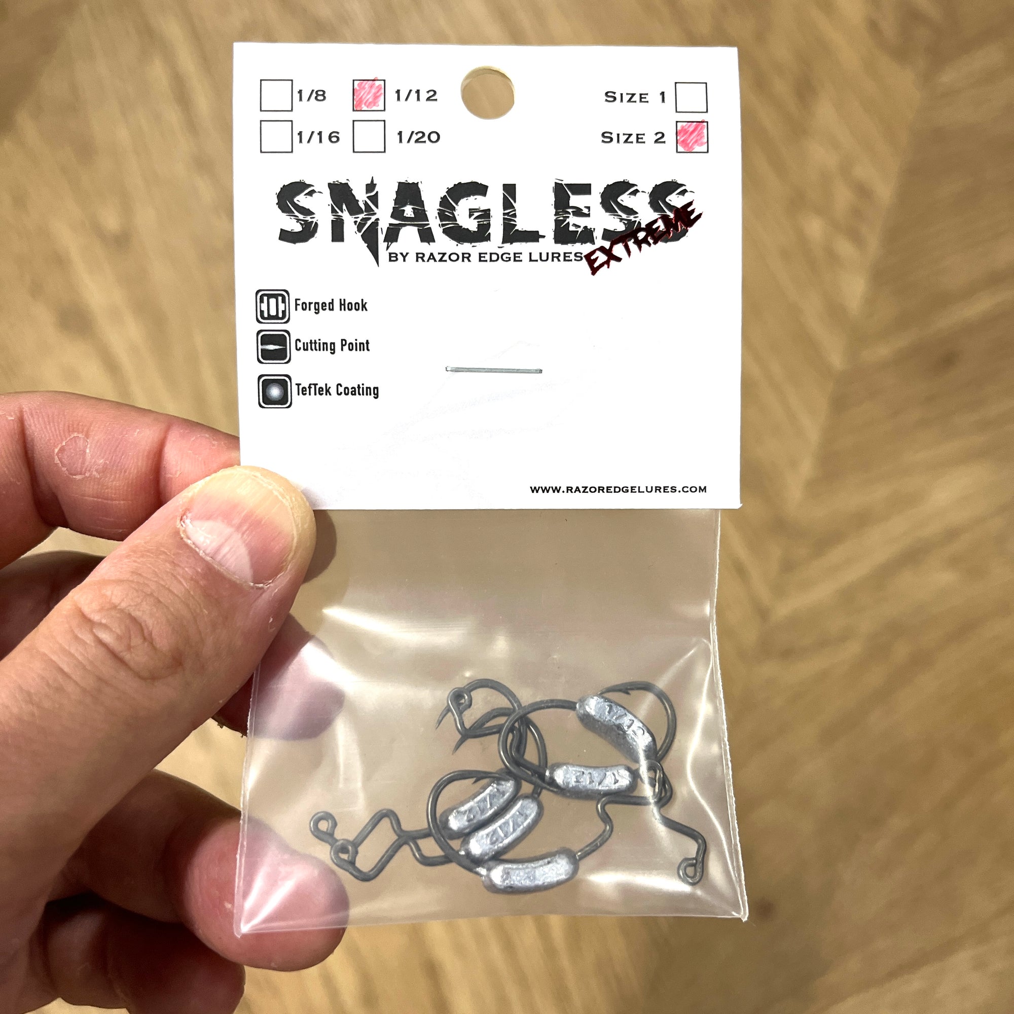 Razor Edge Snagless Extreme Belly Weight Hooks 1/12th oz Size 2 Hook