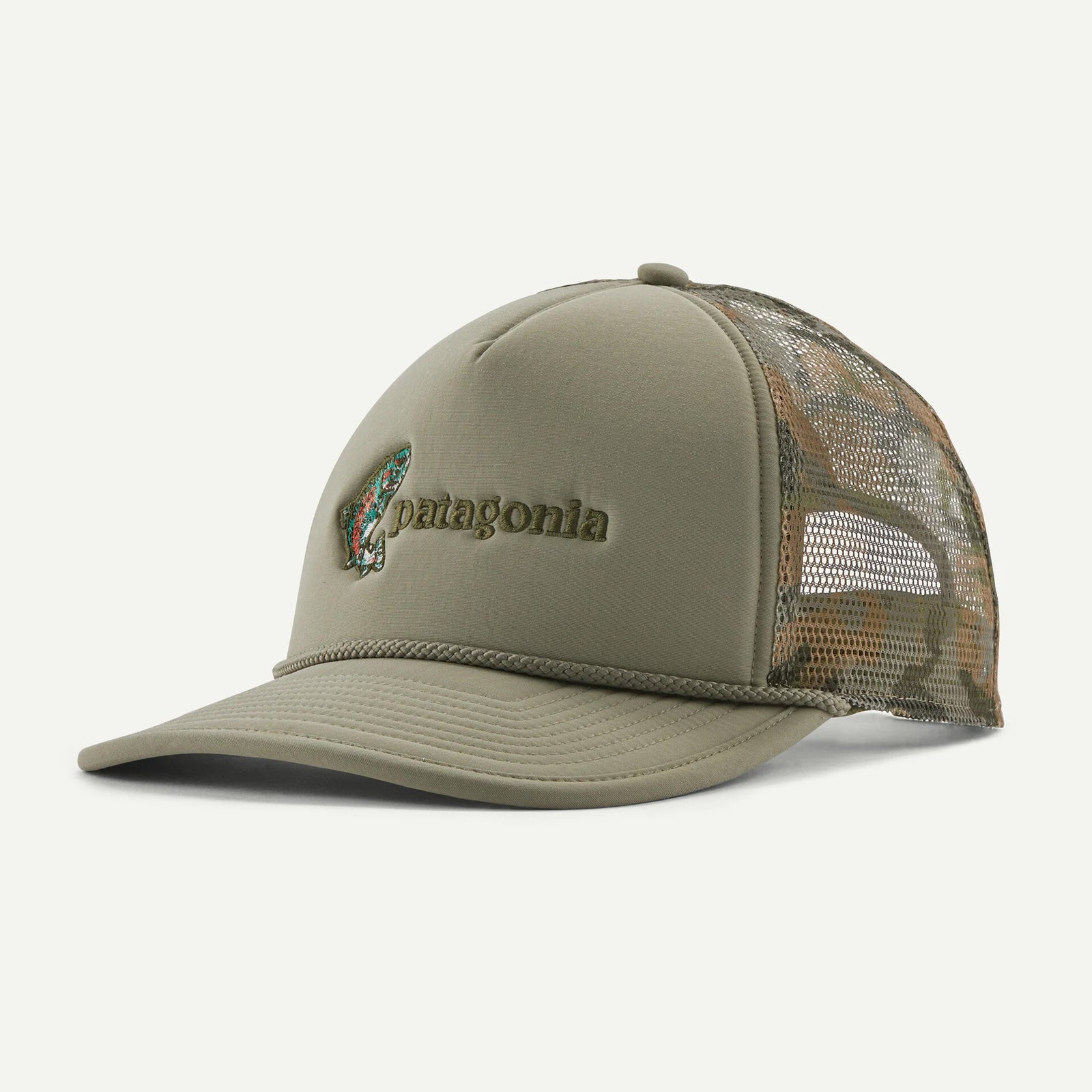 Patagonia Broadcaster Hat Fish Jump River Rock Green