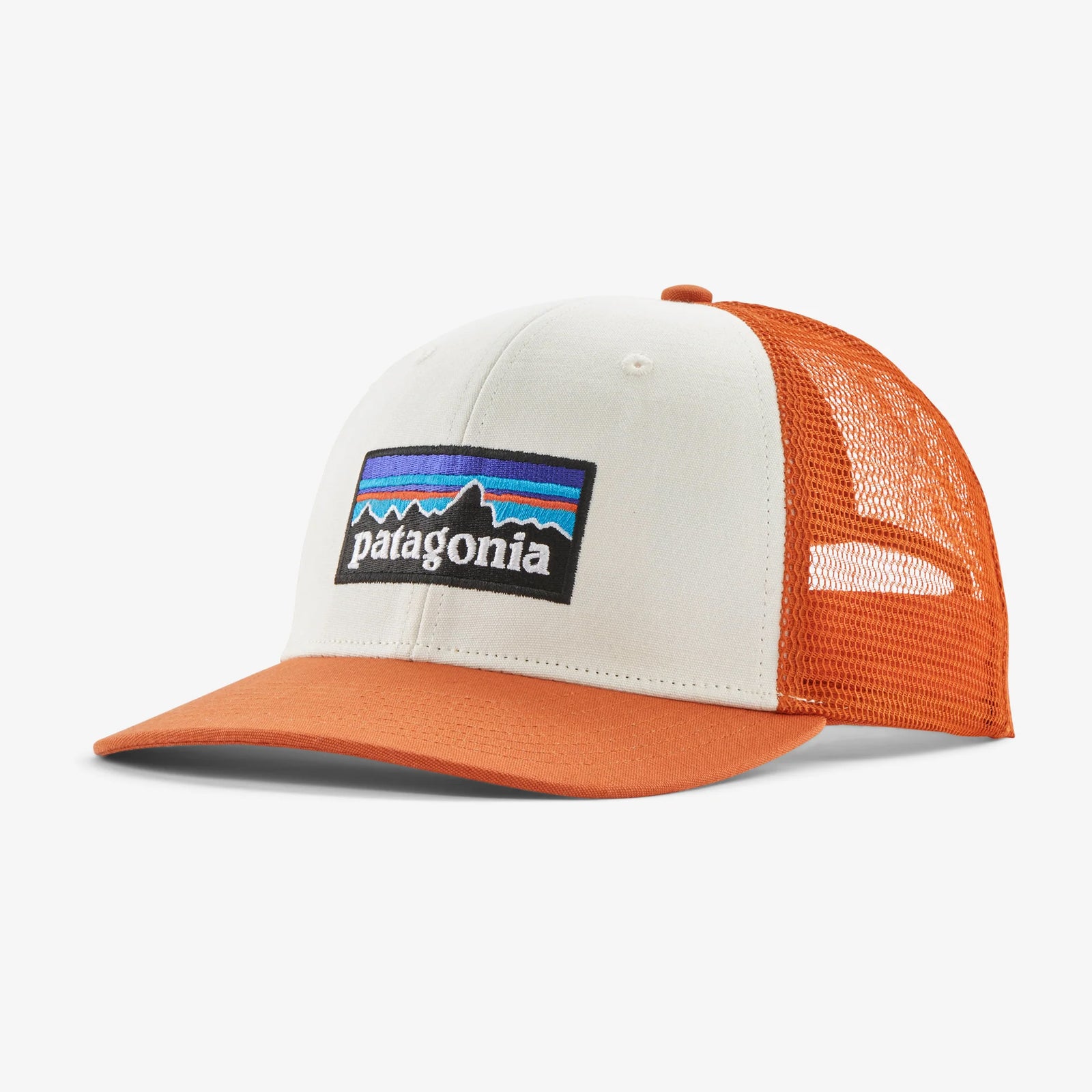 Patagonia P-6 Logo Trucker Hat White with Retail Rust