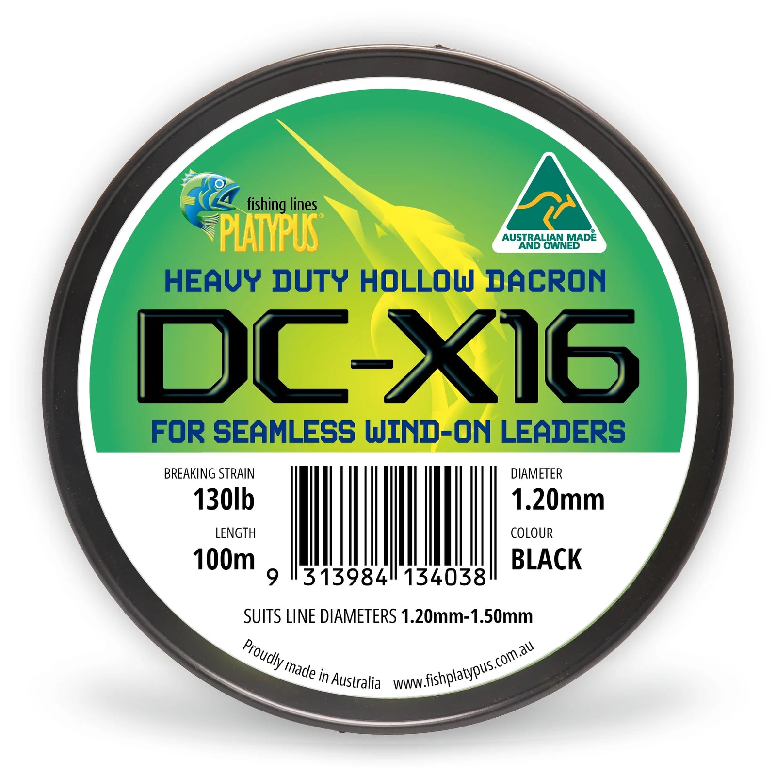Platypus Heavy Duty Hollow Dacron DC-X16 Black 100m 130lb