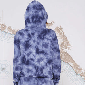 Salty Crew Sand Set Crop Hoody - Navy Tie Dye Back Hood Up