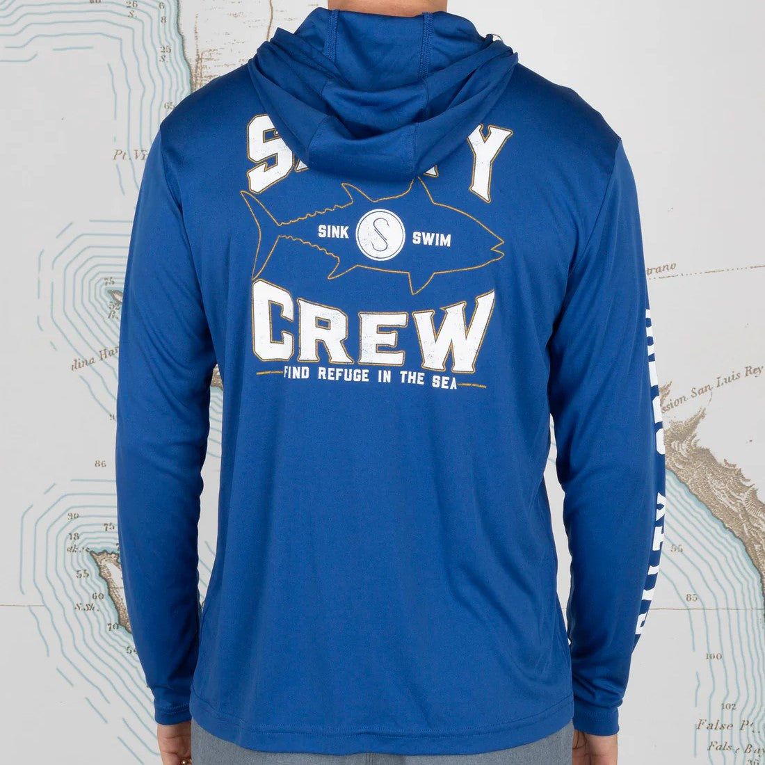 Salty Crew Tight Lines Hood Sunshirt - Royal Back