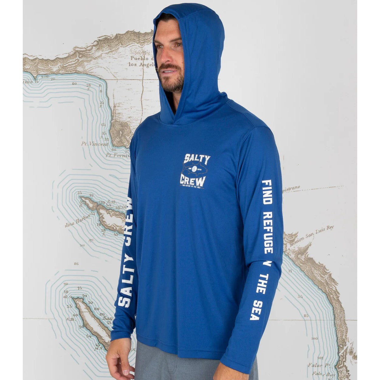 Salty Crew Tight Lines Hood Sunshirt - Royal Hood