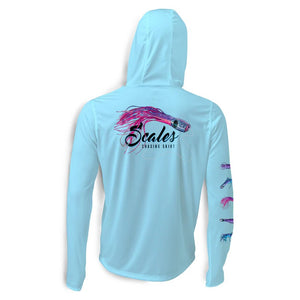 Scales Chasing Skirts Hooded Performance - Light Blue Back Hood Up