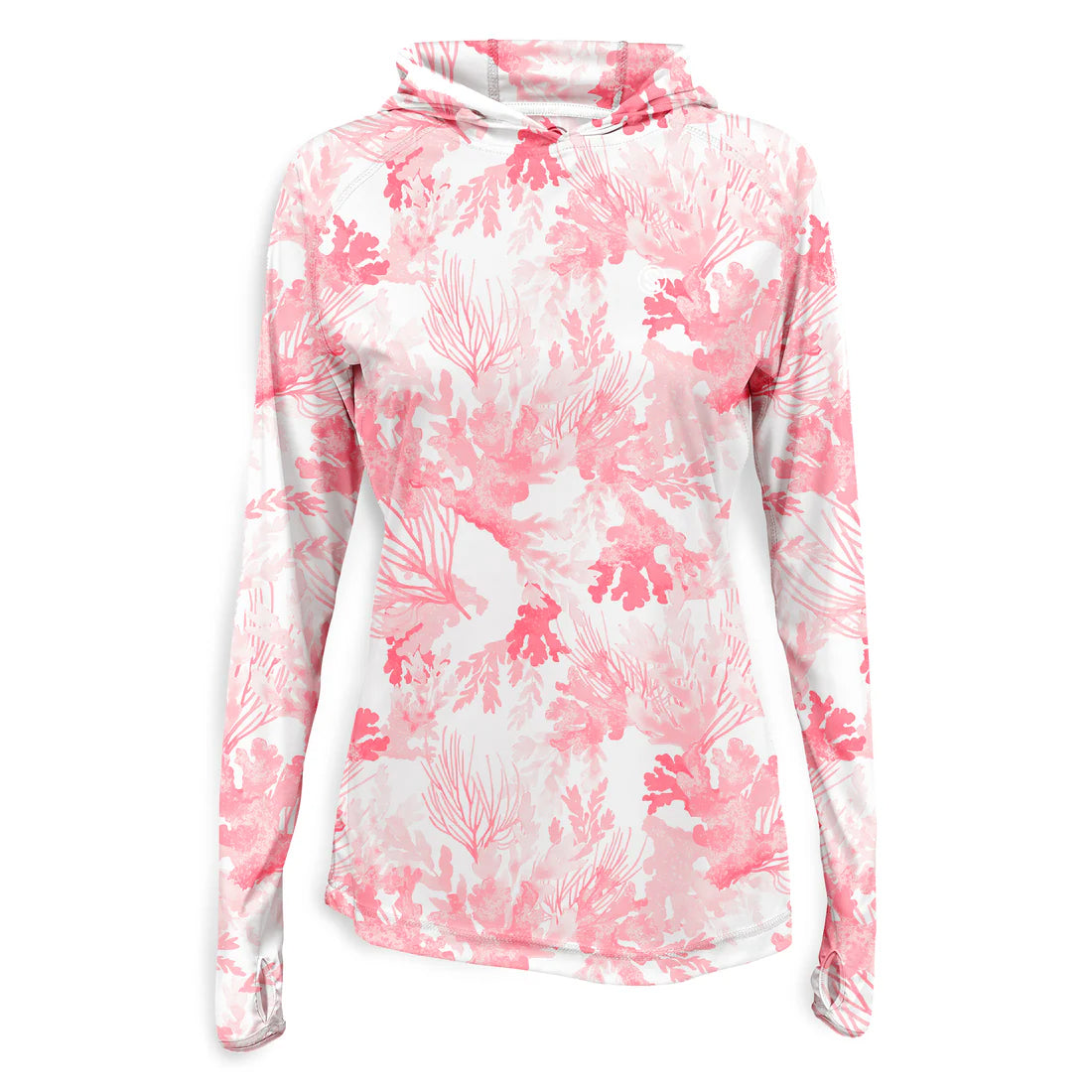 Scales Coral Tropics Womens Hooded Performance - White / Coral Front