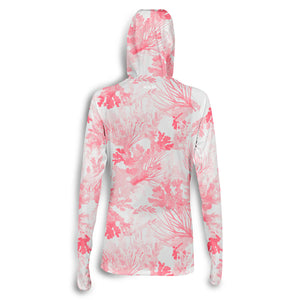 Scales Coral Tropics Womens Hooded Performance - White / Coral Hood