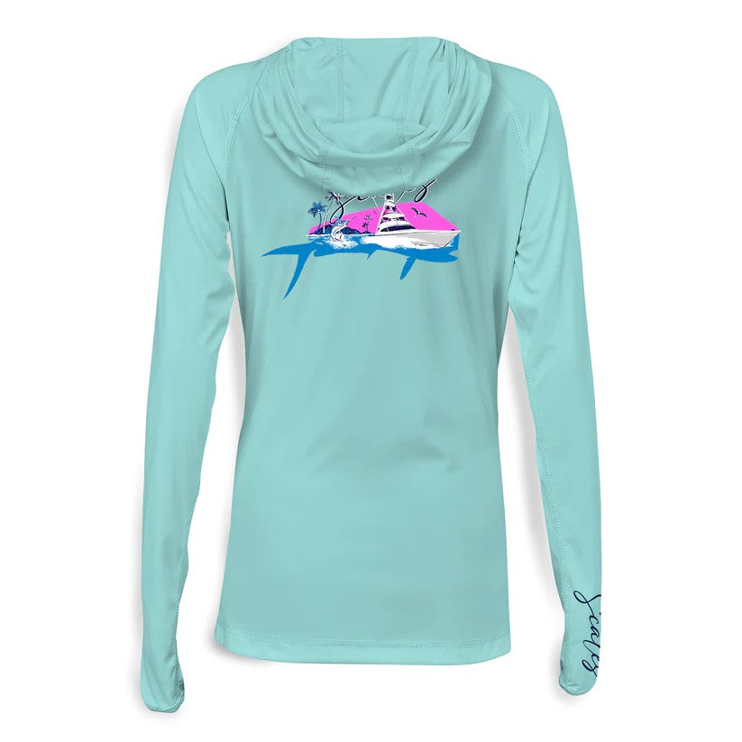 Scales Mahi Slam Womens Hooded Performance - Seafoam Back