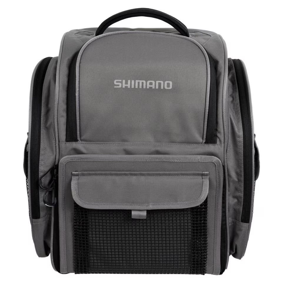 Shimano Back Pack Large w/ Tackle Box - Grey Front
