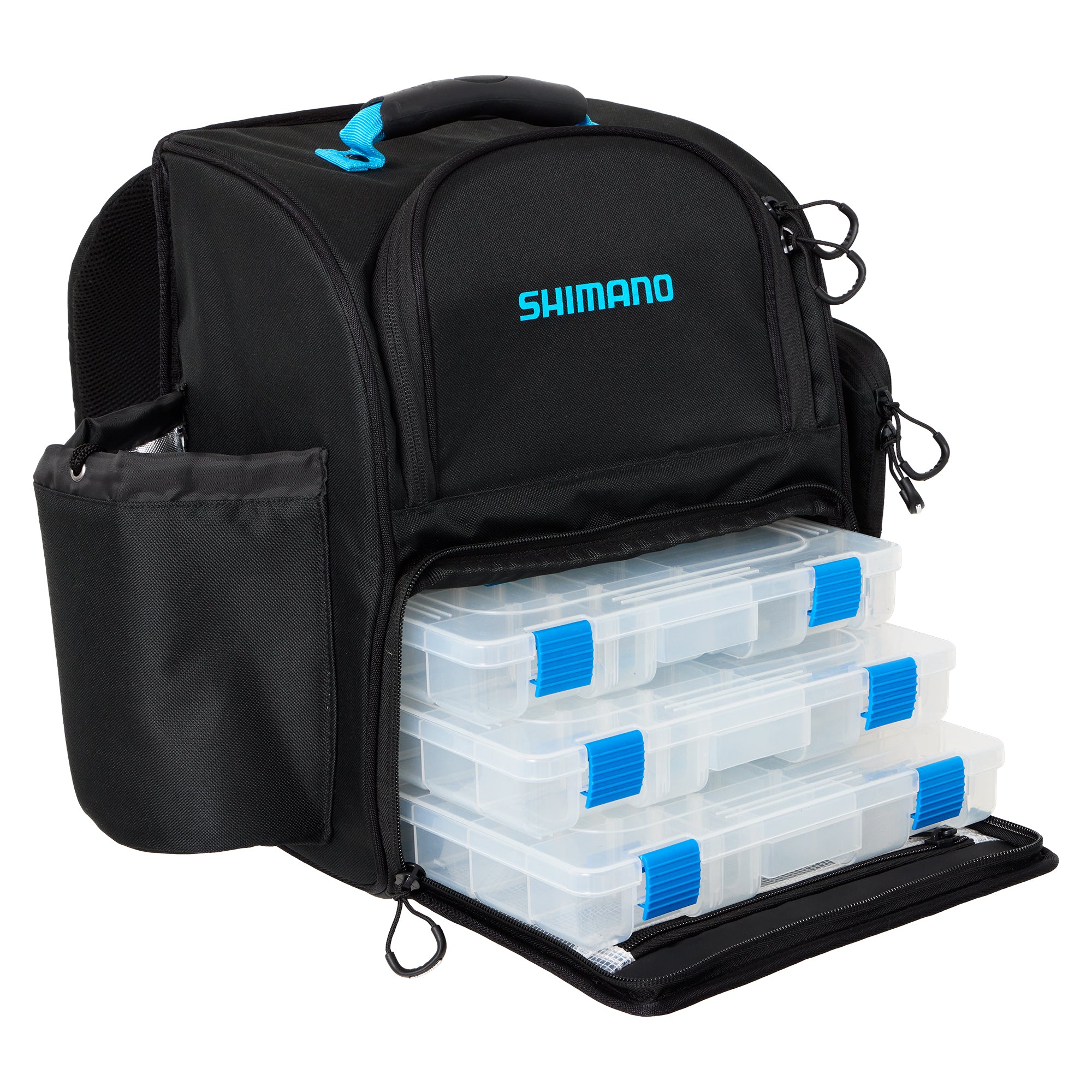 Shimano Backpack With Tackle Boxes - Black Medium Open