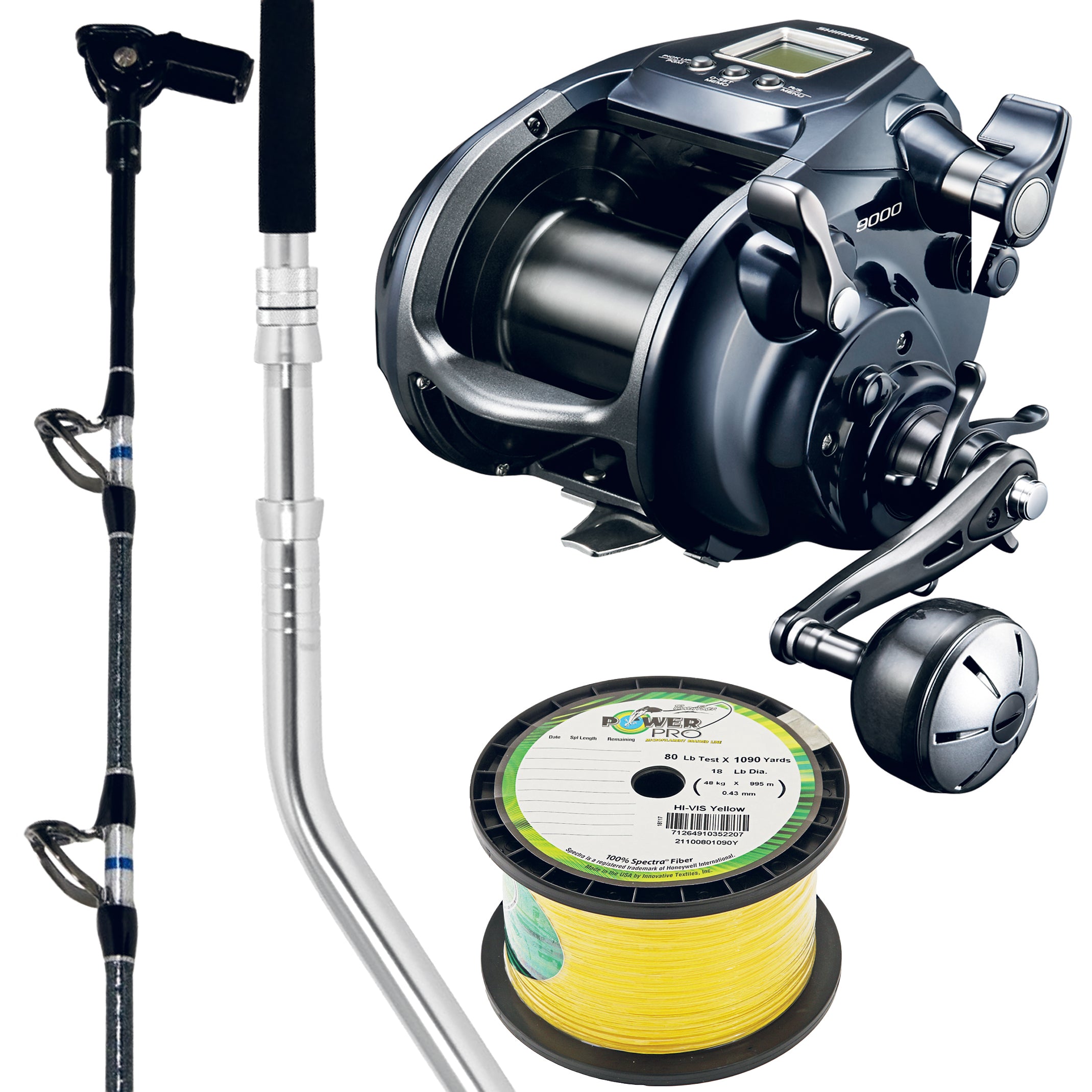 Shimano Electric Combo - Forcemaster 9000 / Status Bent Butt / PowerPro 80lb Cover