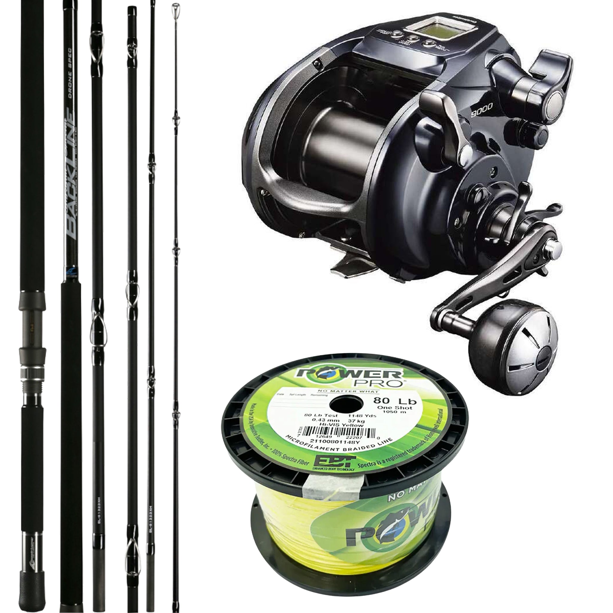 Shimano Electric Drone Combo - Forcemaster 9000 / Oceans Legacy BackLine Big Bait Special BL-B1323XH Cover