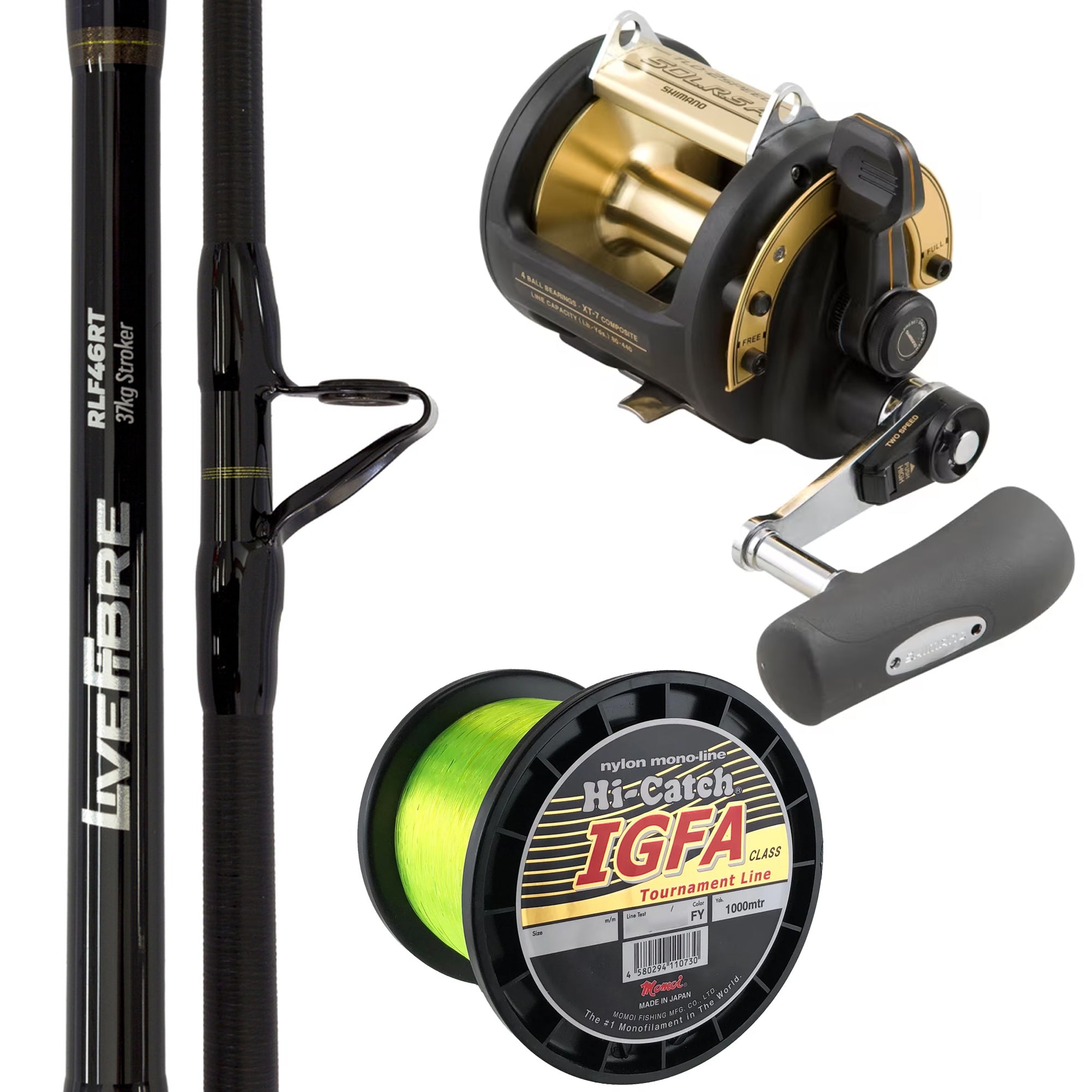 Shimano Game Combo - TLD  50LRSA / Wilson Live Fibre Stroker 24-37kg / Momoi 24kg Cover