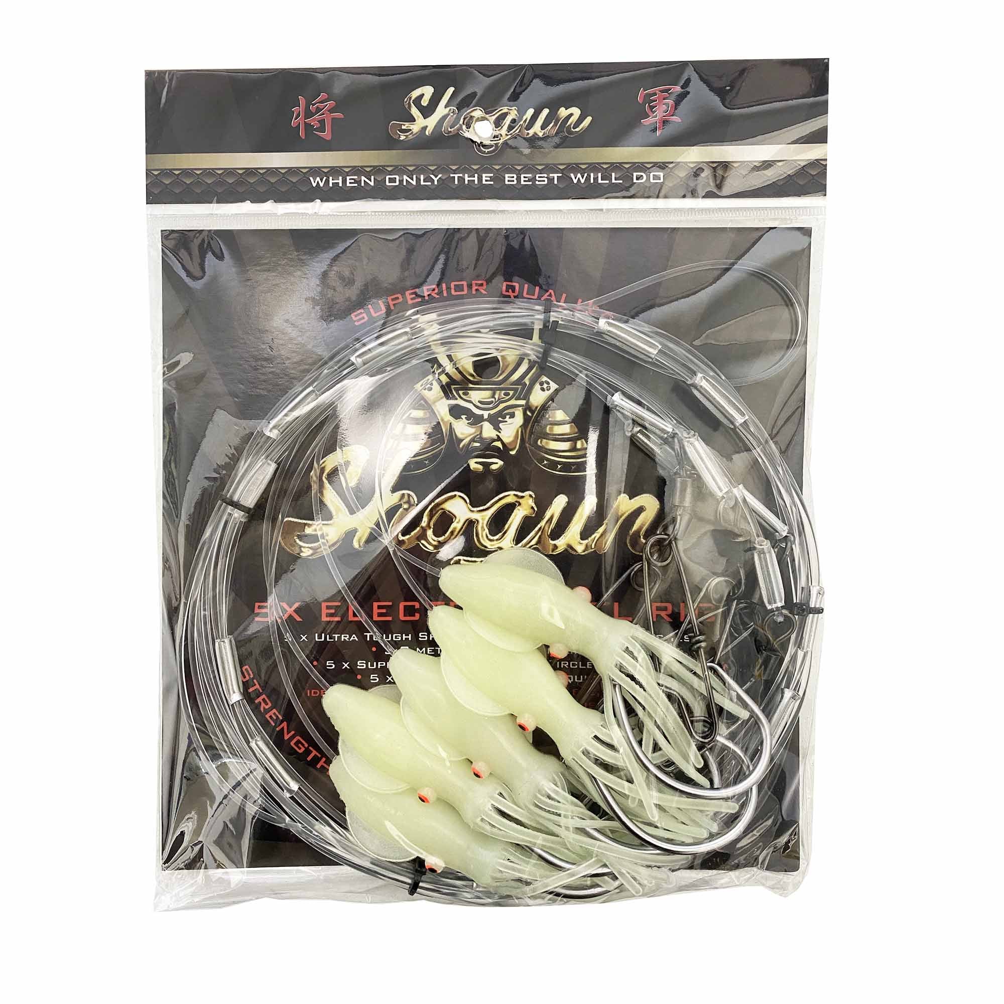 Shogun Electric Reel Rig - Lumo Green No.14/0 400lb With Clips 5pk Cover