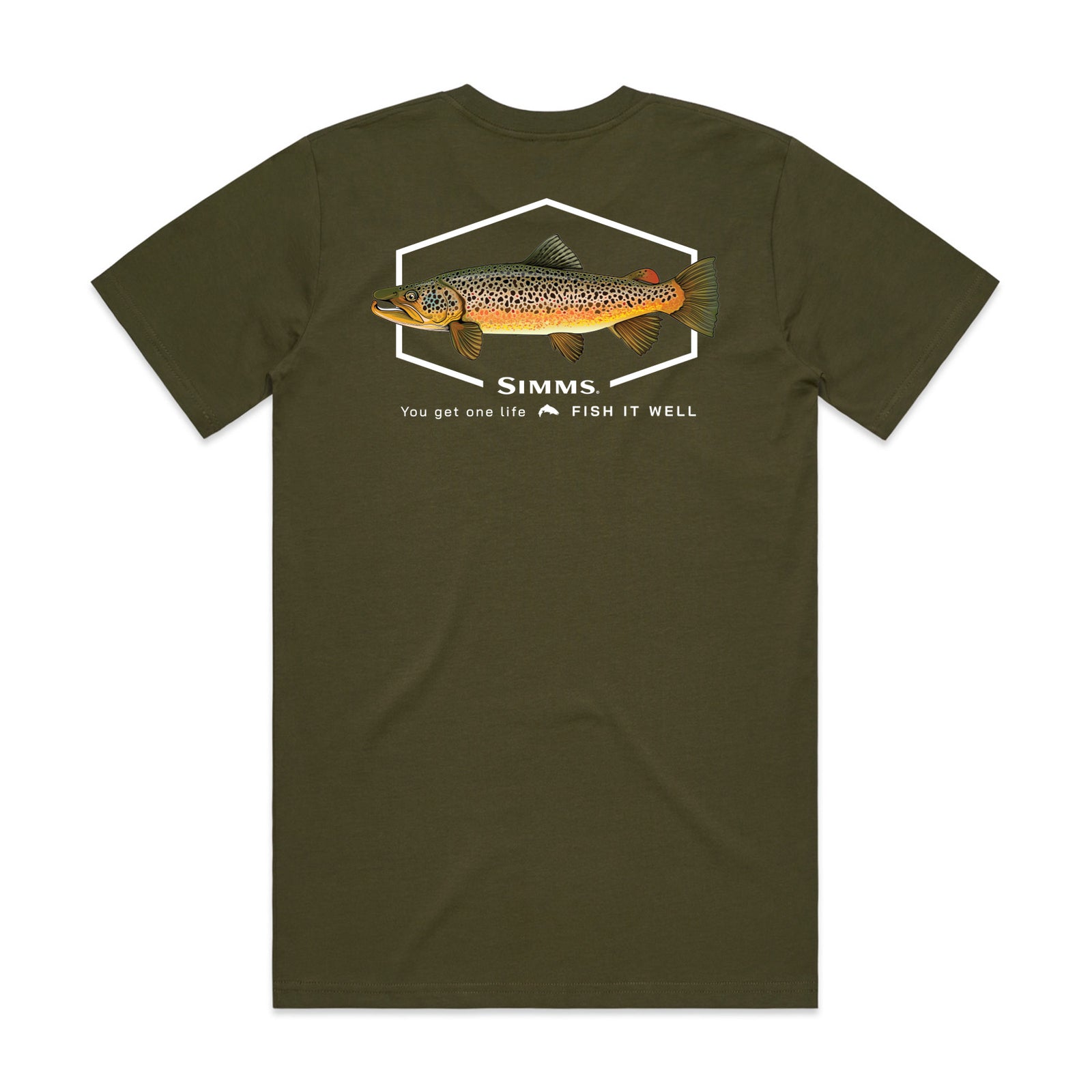 Simms S25 Artist Tee - Olive Brown Trout