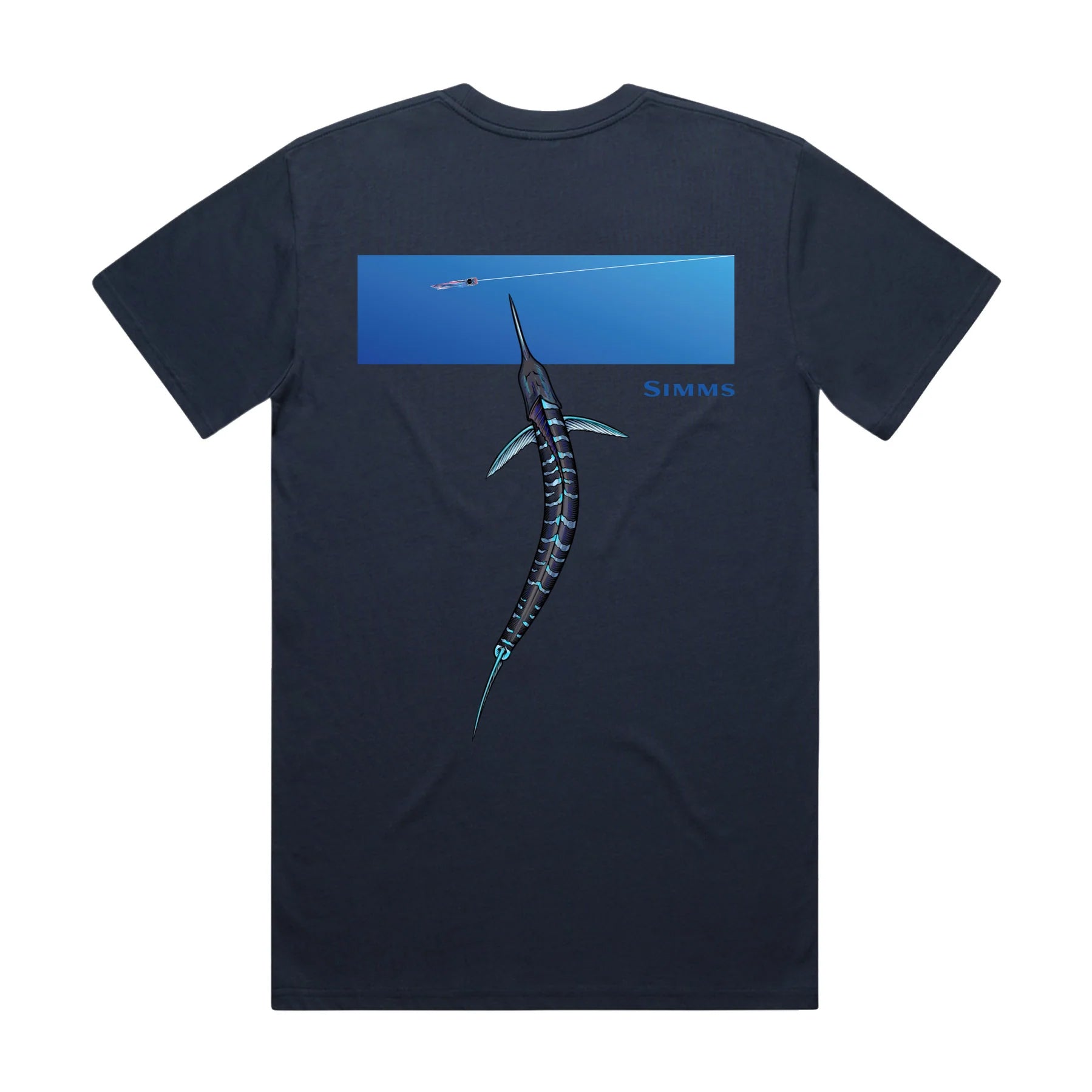 Simms Tee Marlin Birds Eye - Navy Back