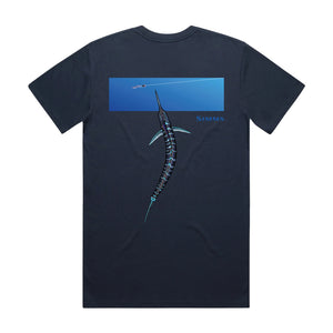 Simms Tee Marlin Birds Eye - Navy Back
