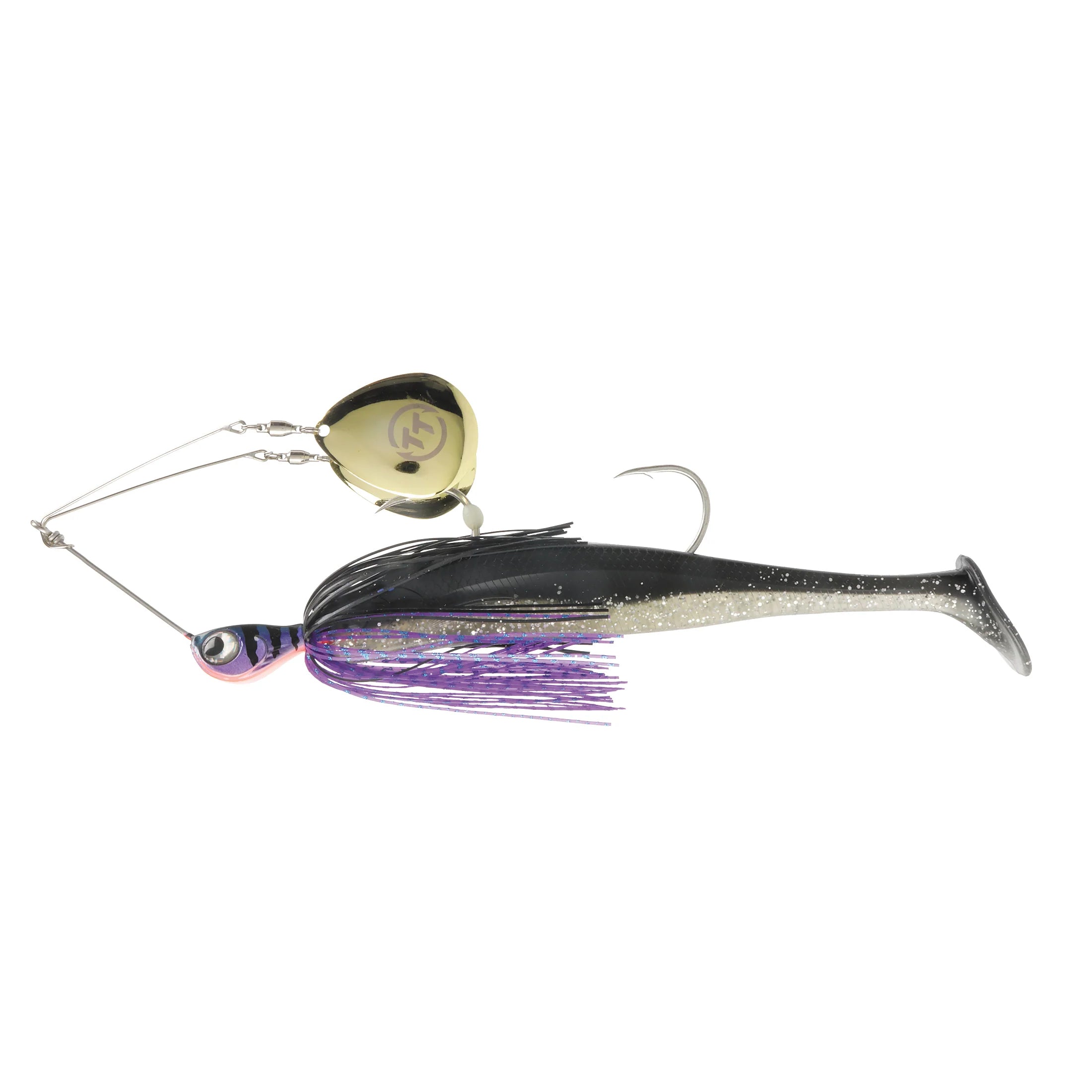 TT Tornado+ Mega Twin Spin Rigged Spinnerbait Purple Black