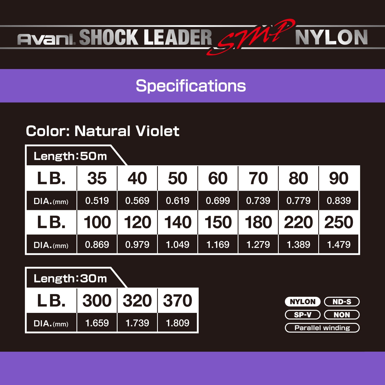 Varivas Avani Shock Leader SMP Specs