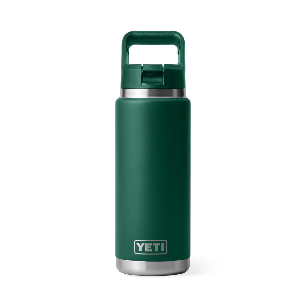 Yeti Rambler 26oz Straw Bottle Black Forrest Green