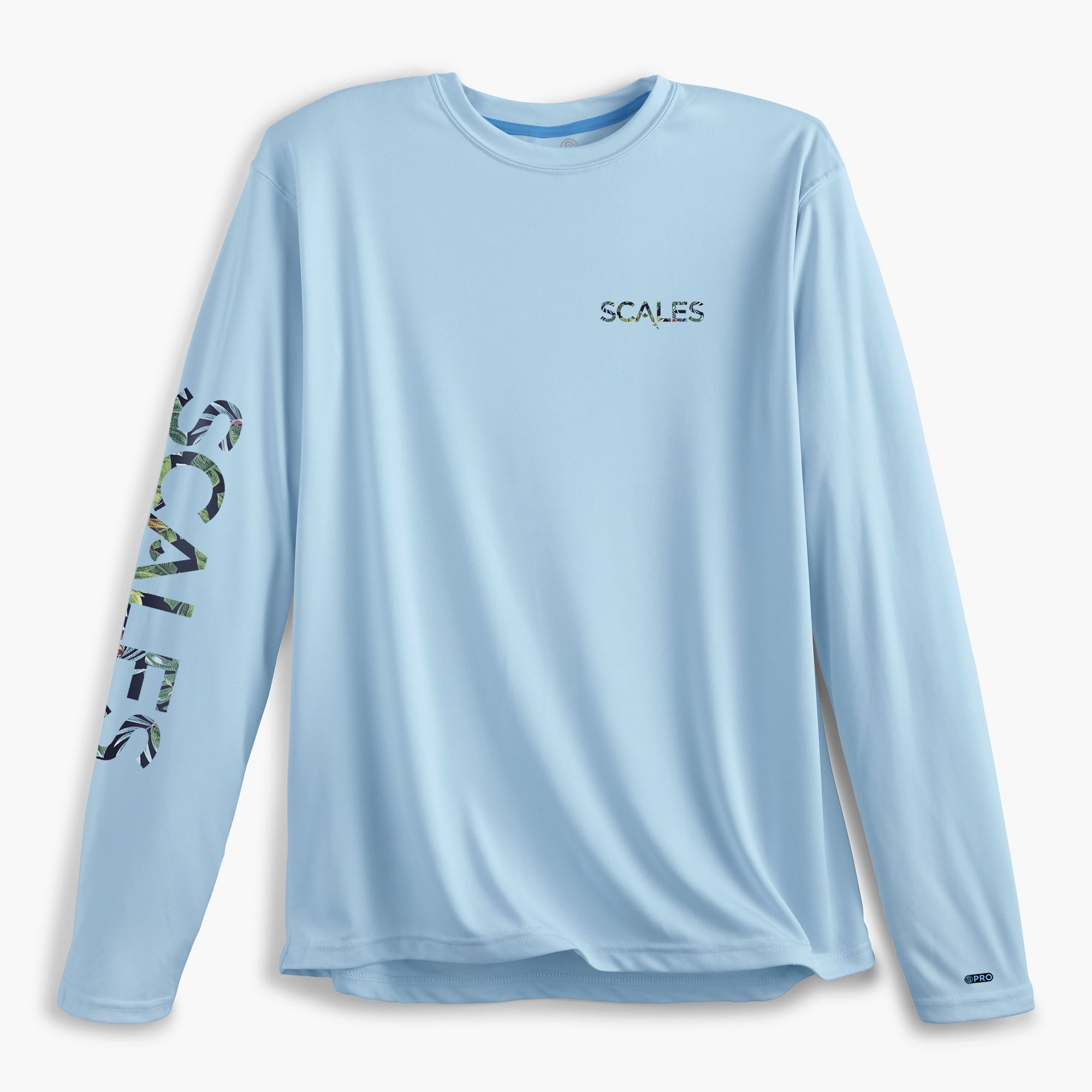 Scales Gear Pro Performance Tropical Sail Crew Light Blue Shirt - Front View