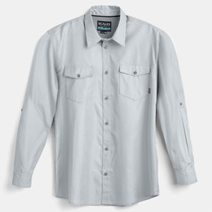 Scales Gear Performance Button Down Slack Tide Mens Cool Grey Shirt - Front View