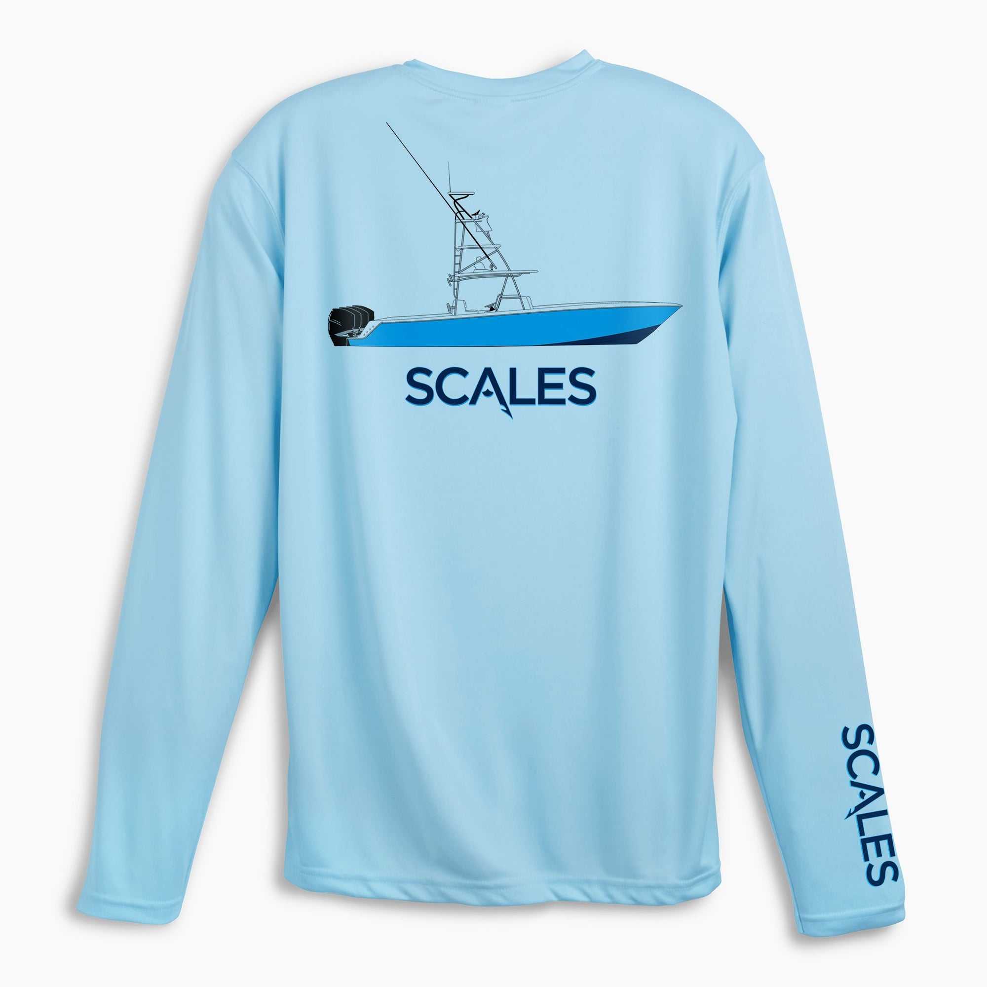 Scales Gear Pro Performance Team Scales Crew Light Blue Shirt - Compleat  Angler Nedlands Pro Tackle