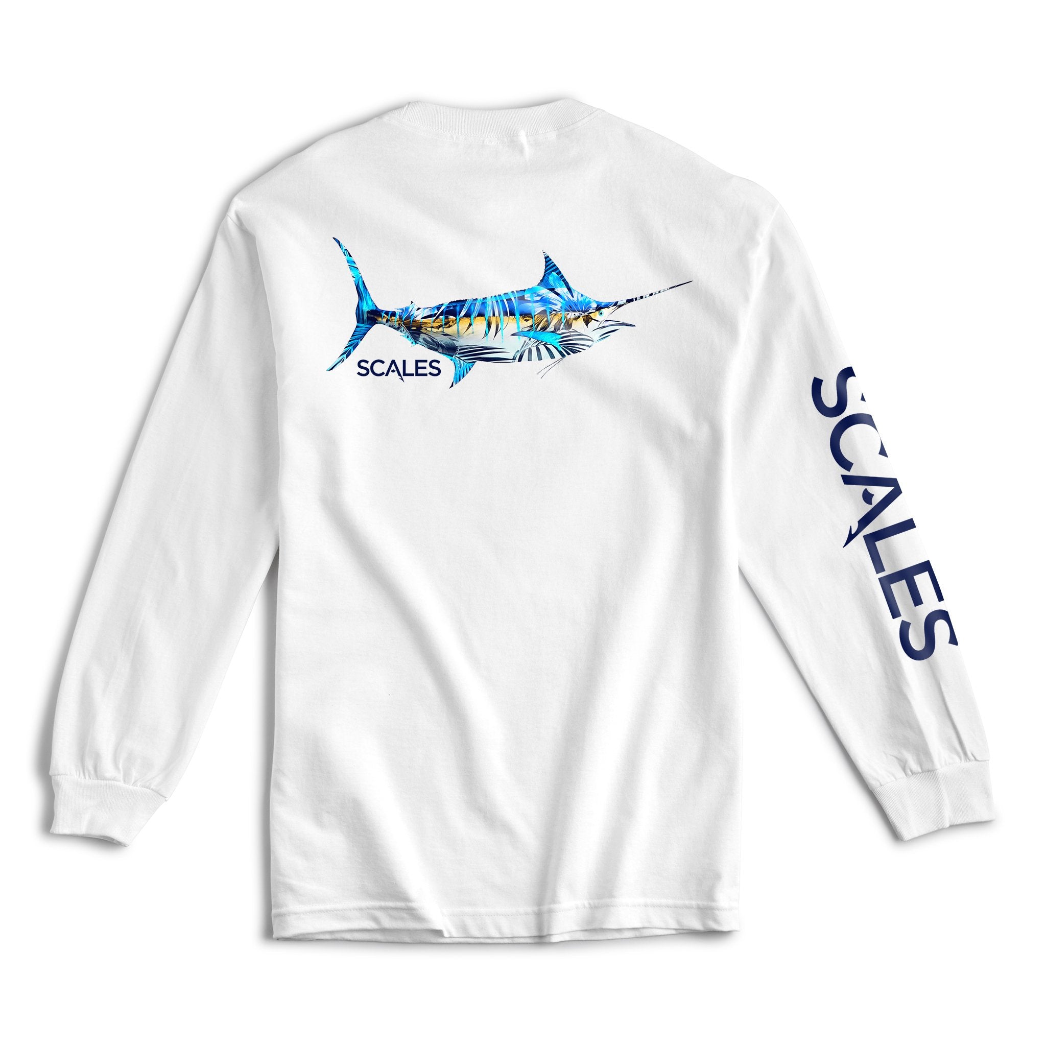 Scales Gear Tropical Marlin Long Sleeve White Shirt - Compleat