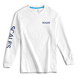 Scales Gear Tropical Marlin Long Sleeve White Shirt - Front View