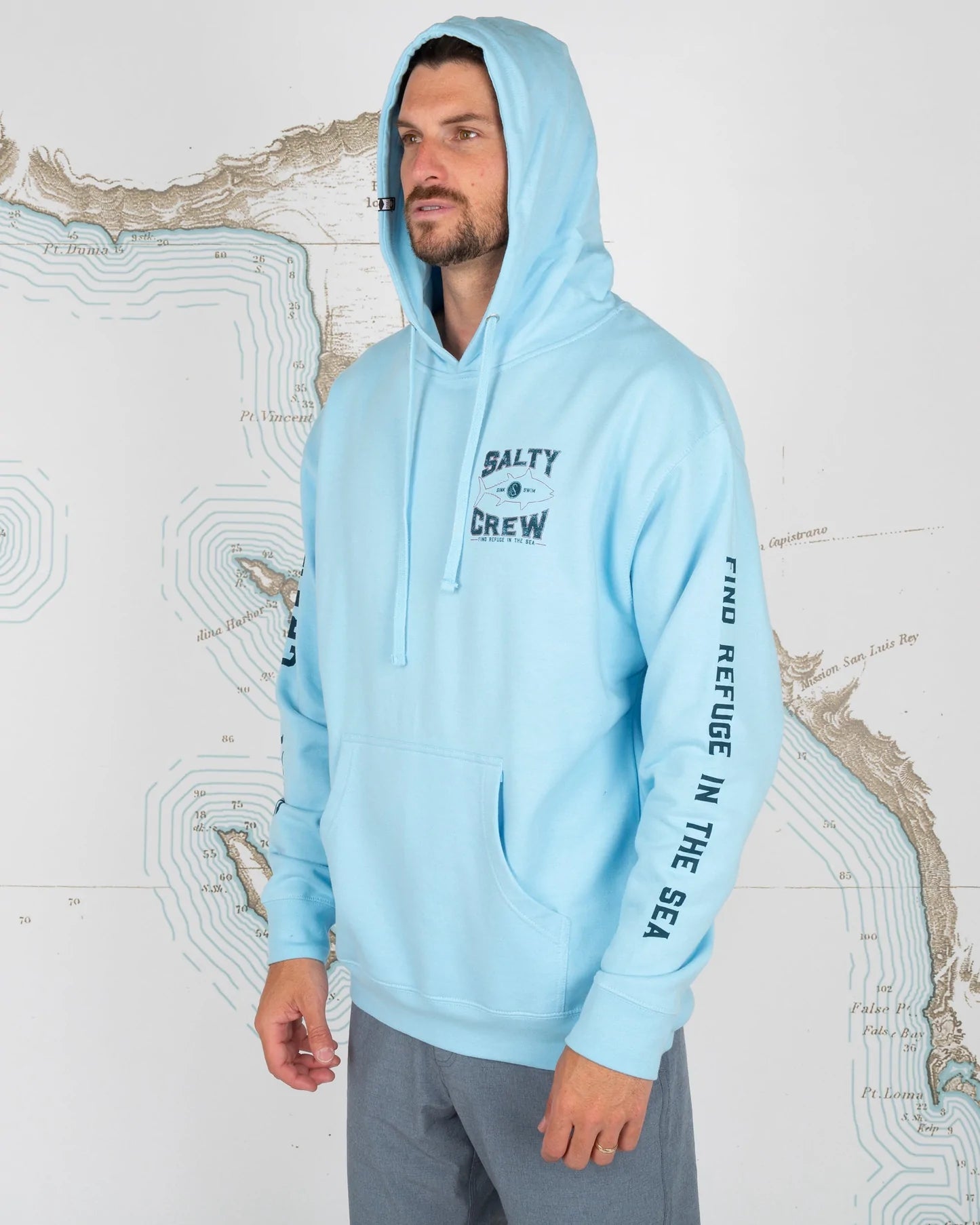 Salty Crew Tight Lines Fleece Light Blue Front