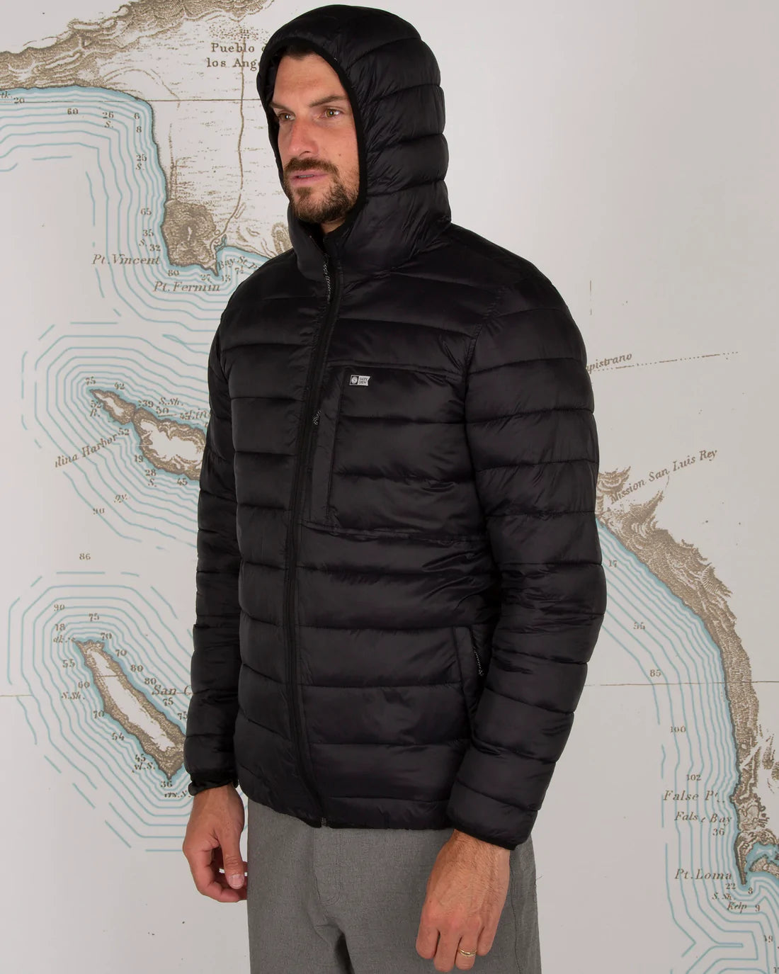 Salty Crew Barrier Jacket Black Front Side View