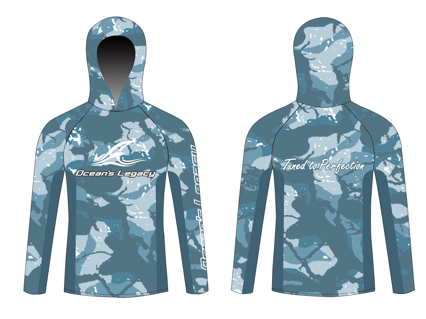 Oceans Legacy Long Sleeve Hoodie UPF50 Blue Camo