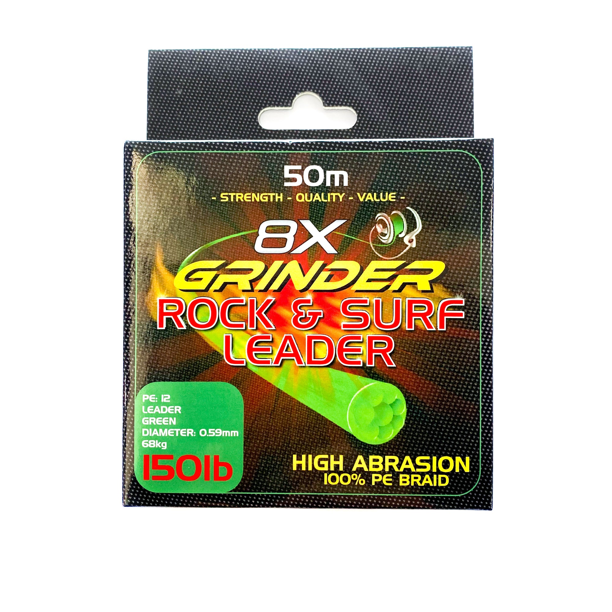 Grinder 8X Rock & Surf Leader 50m 150lb Green
