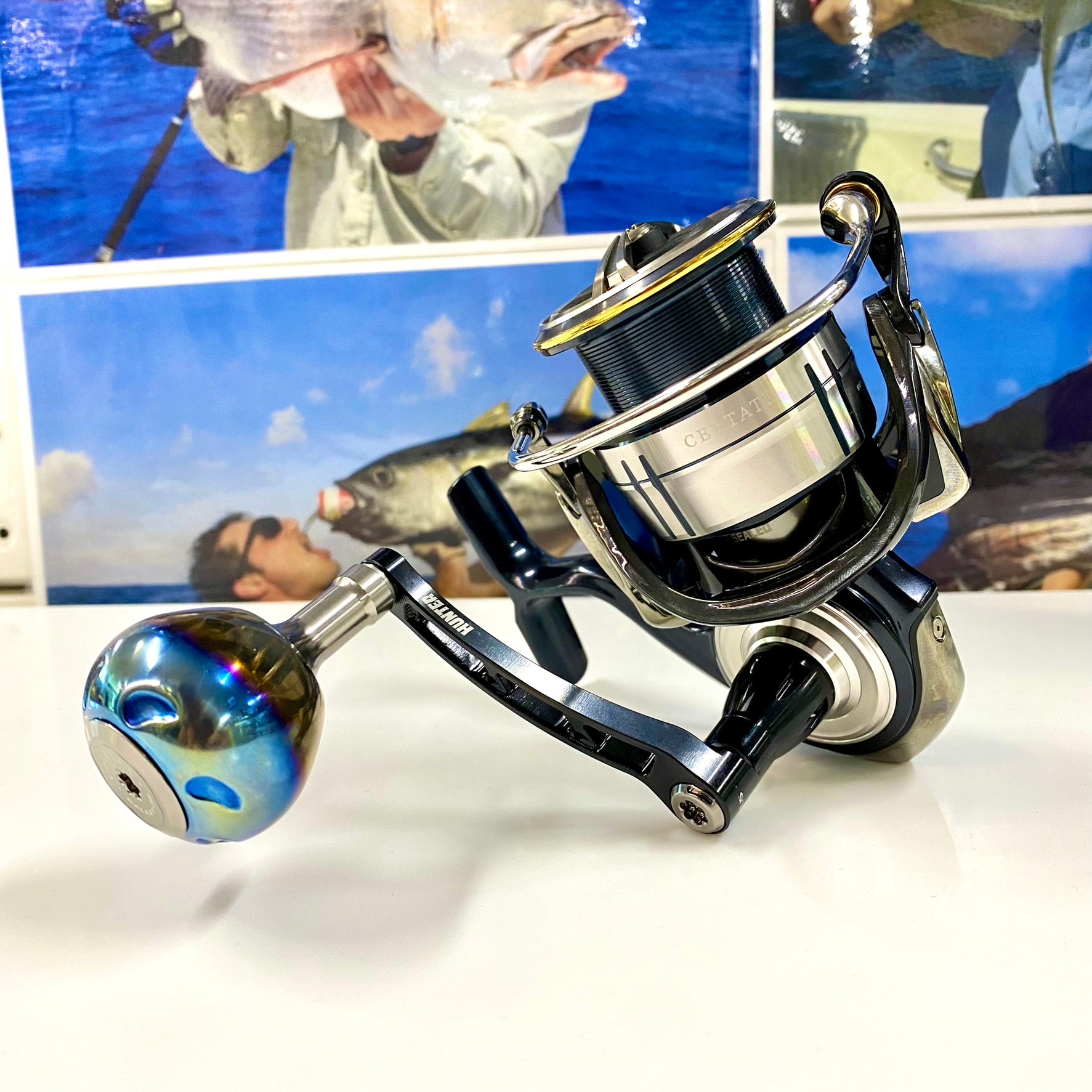 Flame/Black Titanium Black Handle For Daiwa Spin Reel
