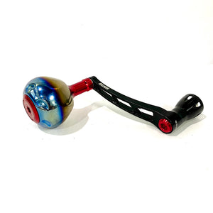 Flame/Red Titanium Knob Black Handle For Daiwa Spin Reel