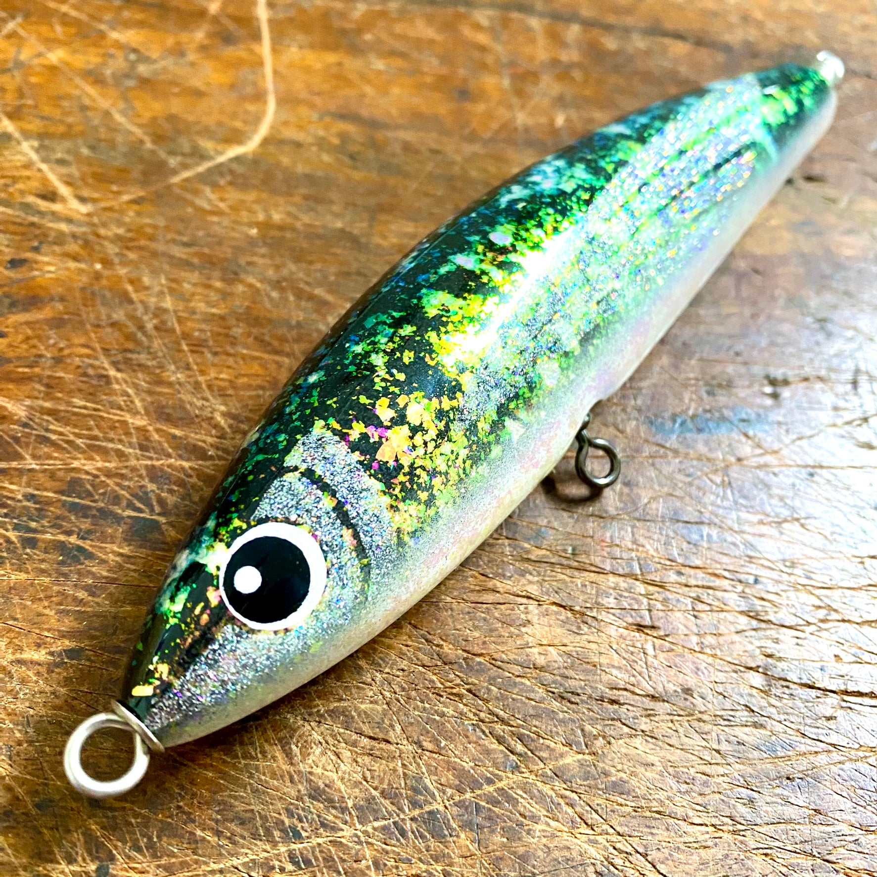 Reaction Lures S80 - 80g Sinking Stickbait Green Purple Chameleon Flake