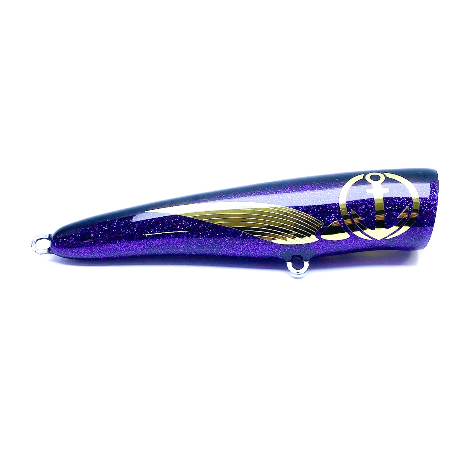 Load Lures Outlaw 180F Popper Purple Glitter Gold Foil