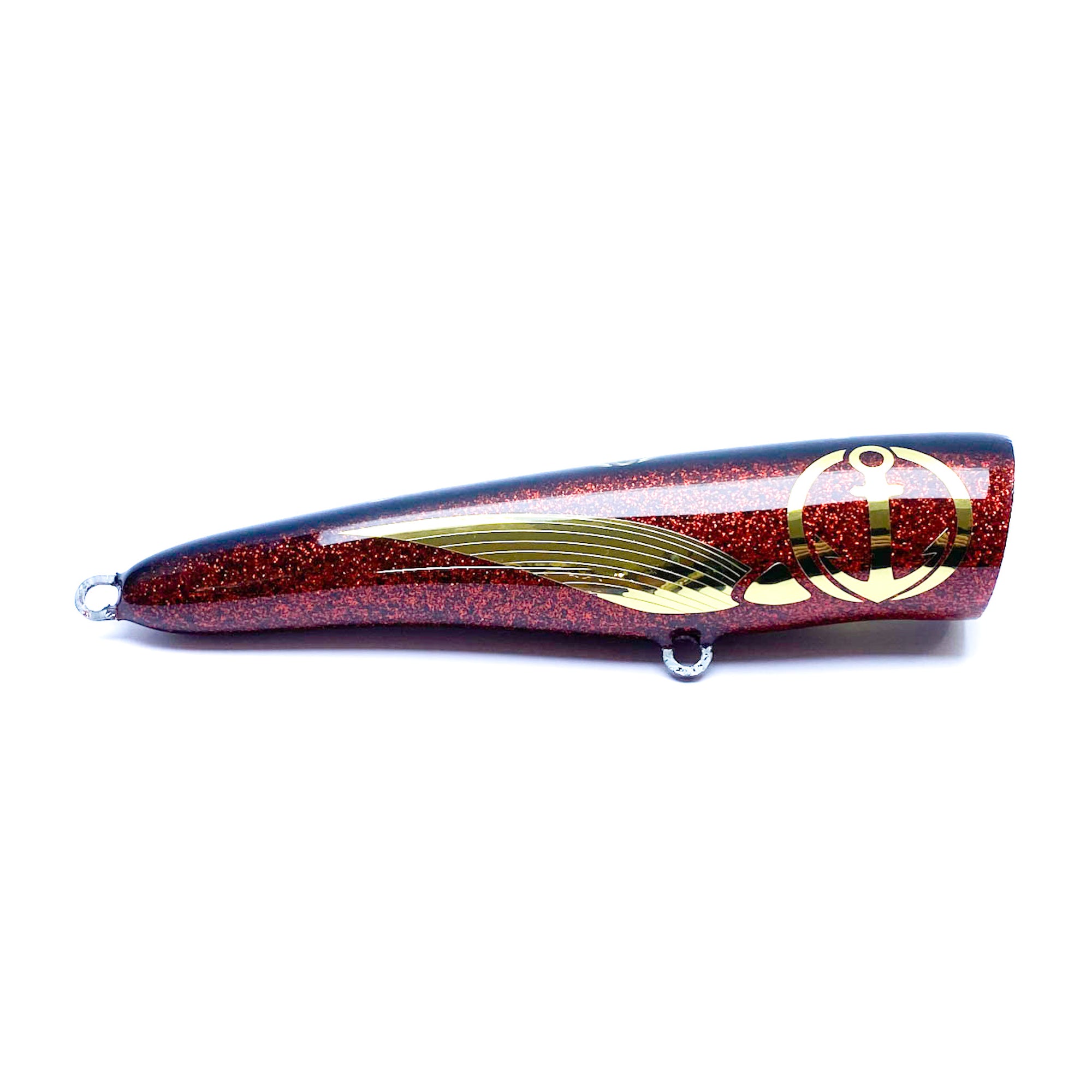 Load Lures Outlaw 180F Popper Red Glitter Gold Foil