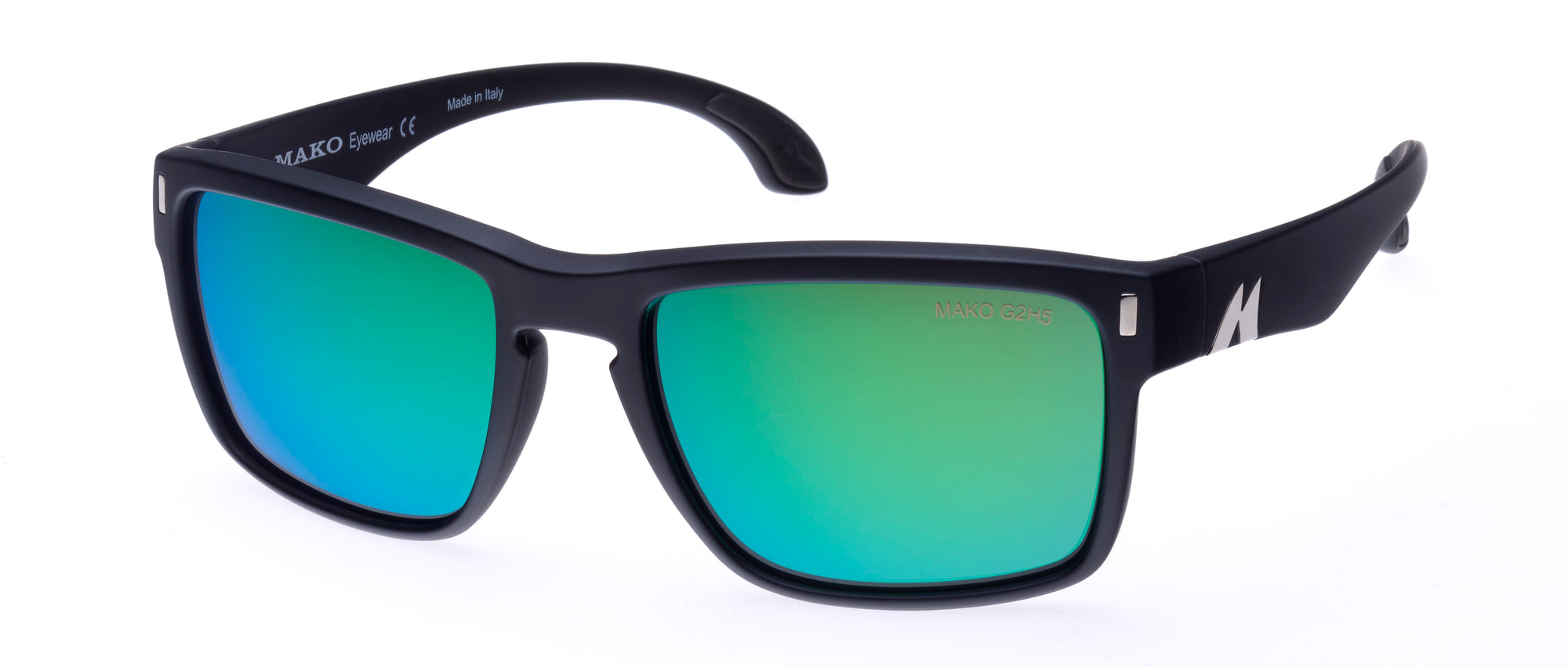 Mako GT 9583 Sunglasses - Matte Black Frame, HD Glass Rose Green Mirror Lense