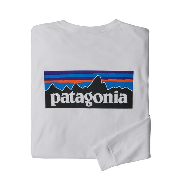 Patagonia Long Sleeve P-6 Logo Responsibili-Tee White