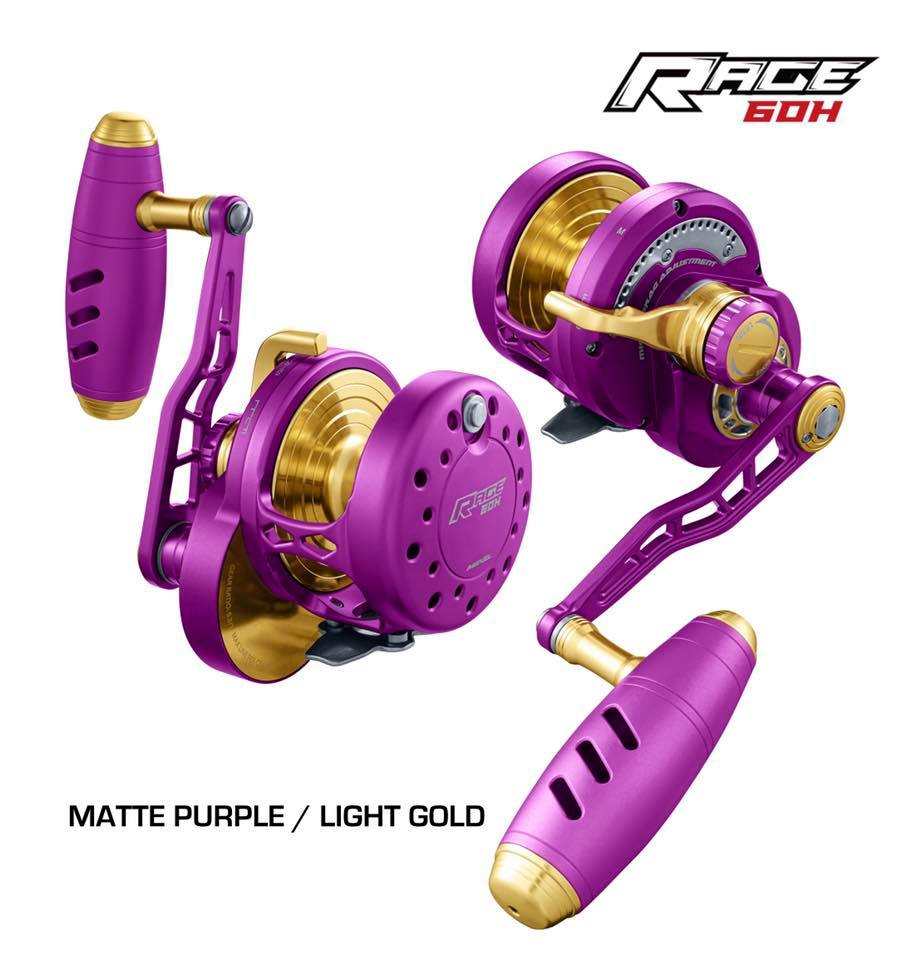 Maxel Rage 60H Matte Purple / Light Gold Slow Pitch Jigging Reel