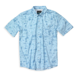 Scales Gear Performance Button Down Never A Tourist Light Blue Front