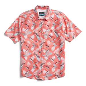 Scales Gear Performance Button Down Shirt Tropical Slam Coral Front