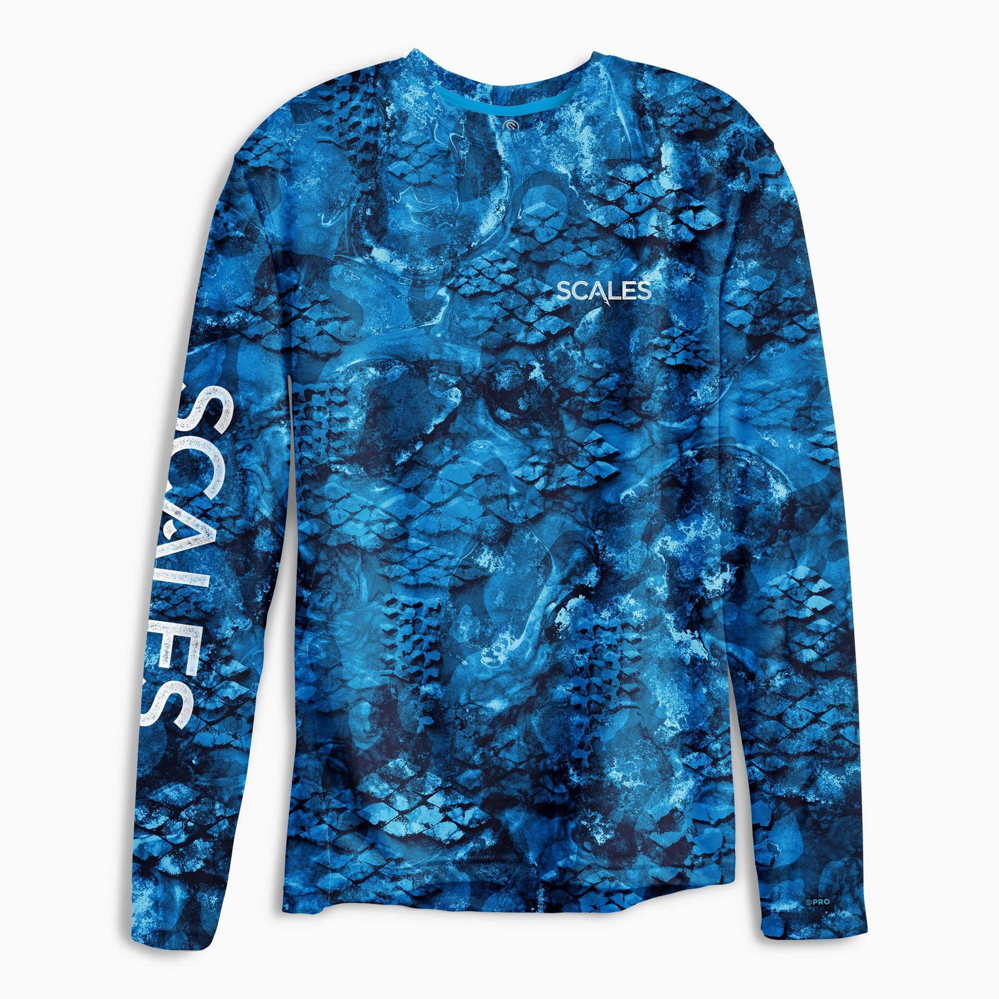 Scales Gear Pro Performance Every Degree Crew Blue Camo Long Sleeve Sun Shirt Front