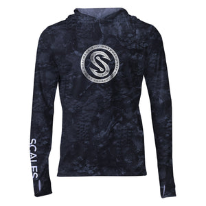 Scales Gear Pro Performance Every Degree Hooded Black Camo Long Sleeve Sun Shirt Front